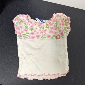 Floral Pink and White Kids Short Sleeve Tee